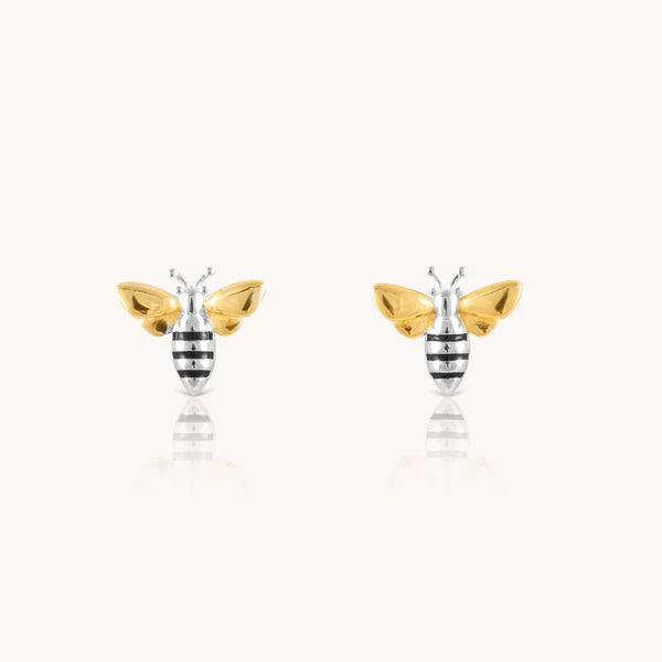 Honeybee bee silver gold earrings garden fashion