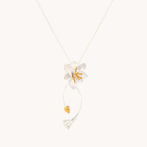 Lotus sterling silver 18k gold pendant necklace garden fashion