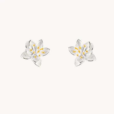 Lotus sterling silver 18K gold earrings garden fashion